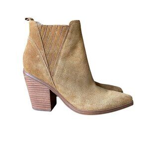 Marc Fisher Brown Cognac Leather Suede Alva Pointy Bootie 9.5